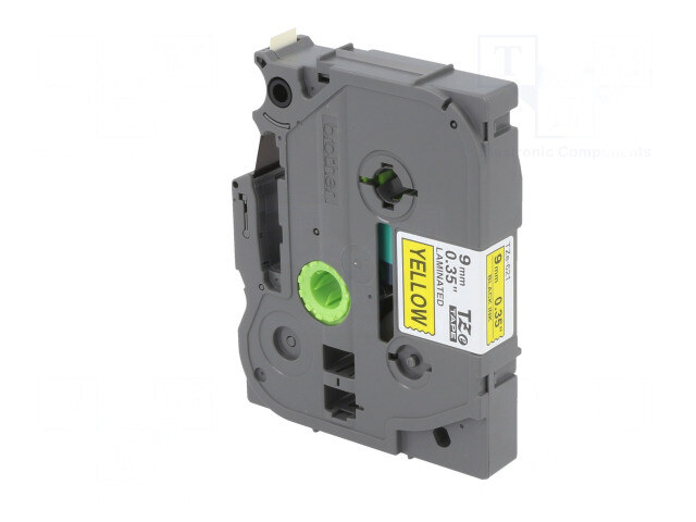 TZE-621, Лента; 9мм; 8м; желтый; Цвет печати: черный